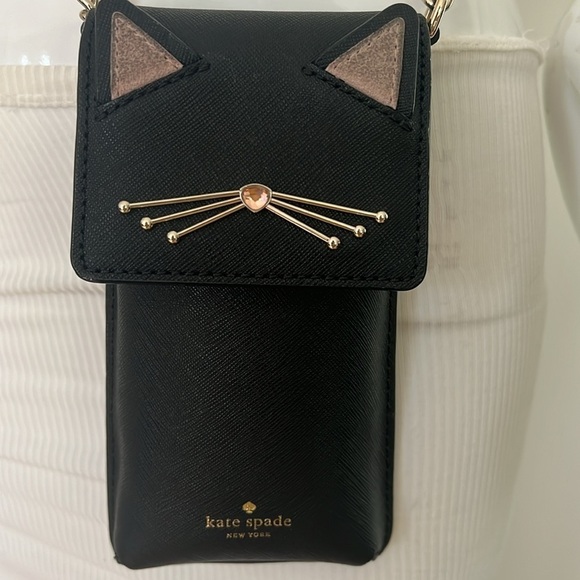 Kate Spade Cat Limited Edition Leather Crossbody Bag Phone Case Fits an IPhone - Picture 2 of 12